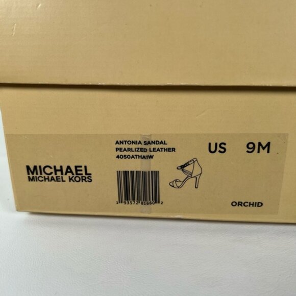 NWB MICHAEL KORS ANTONIA SANDAL PEARLIZED Orched Heel Sandal 40SOATHA1W Sz‎ 9M - Picture 15 of 15